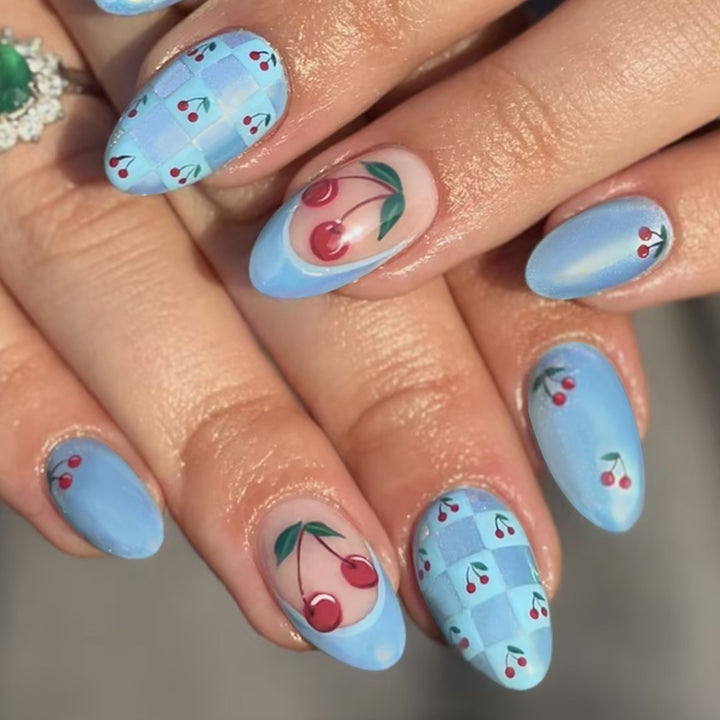 Cherry Blossom-Themed Press-On Nail Art Set Stornfield