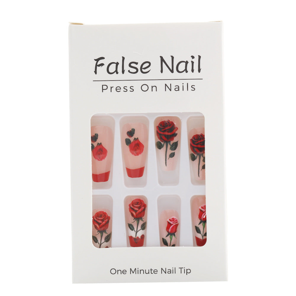 Artificial nails with romantic rose design Stornfield