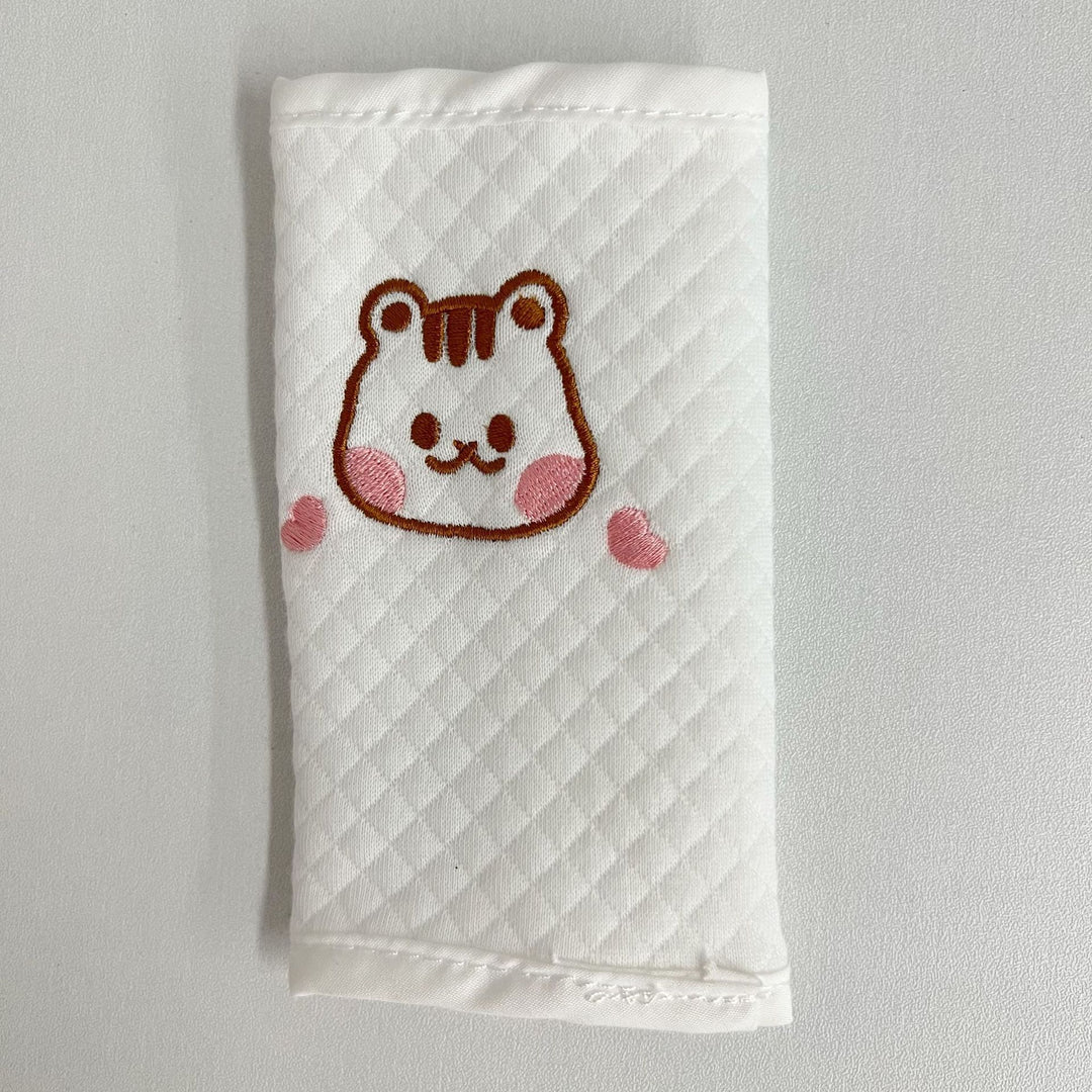 Quilted Baby Car Seat Shoulder Strap Covers with Embroidered Bunny Safety Cushions