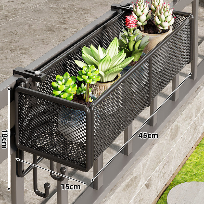 Mesh Balcony Hanging Planter Box with Clamp-On Mount and Drainage