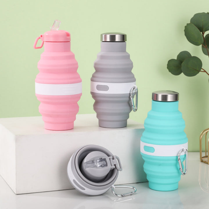 Women's collapsible silicone water bottle with carabiner Stornfield