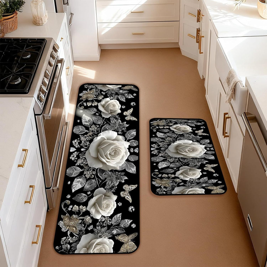 Colorful Floral Pattern Kitchen Mat Set