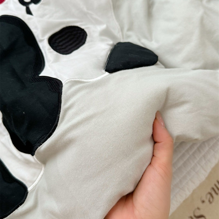 Kids Appliqué Puppy Cotton Sateen Duvet Cover with Quilted Puppy Face Pillow Shams