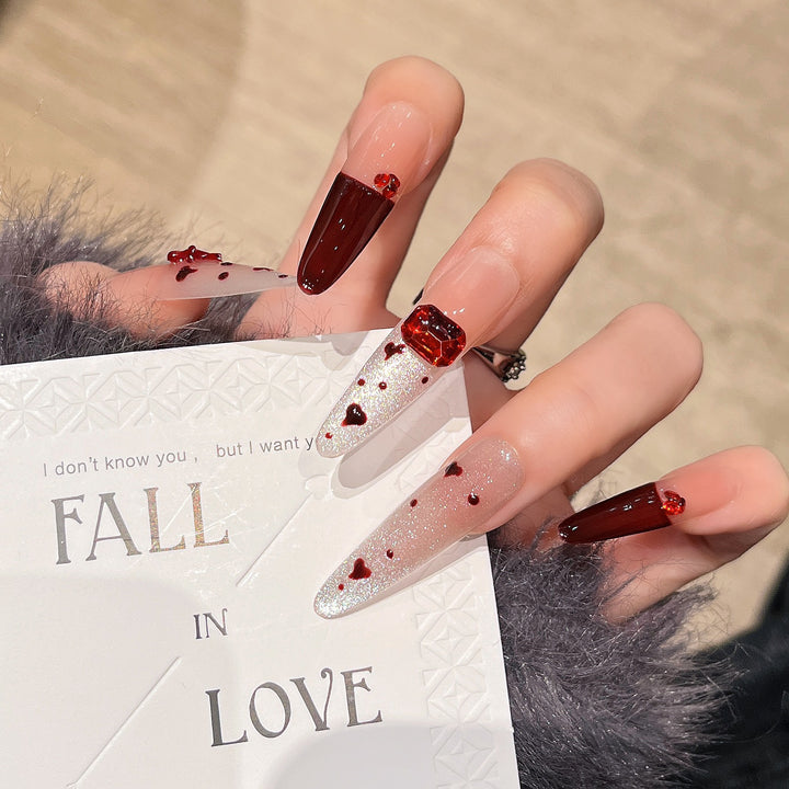 Heart-Embellished Press-On Nail Art Stornfield