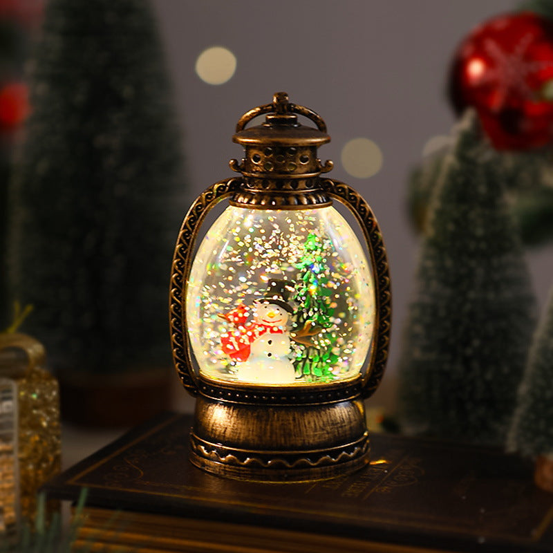 Nostalgic Christmas lantern with snowman scene Stornfield