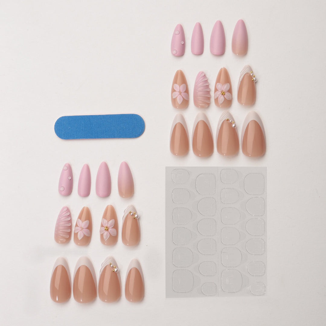 Creative nail art set with floral and shimmering design Stornfield