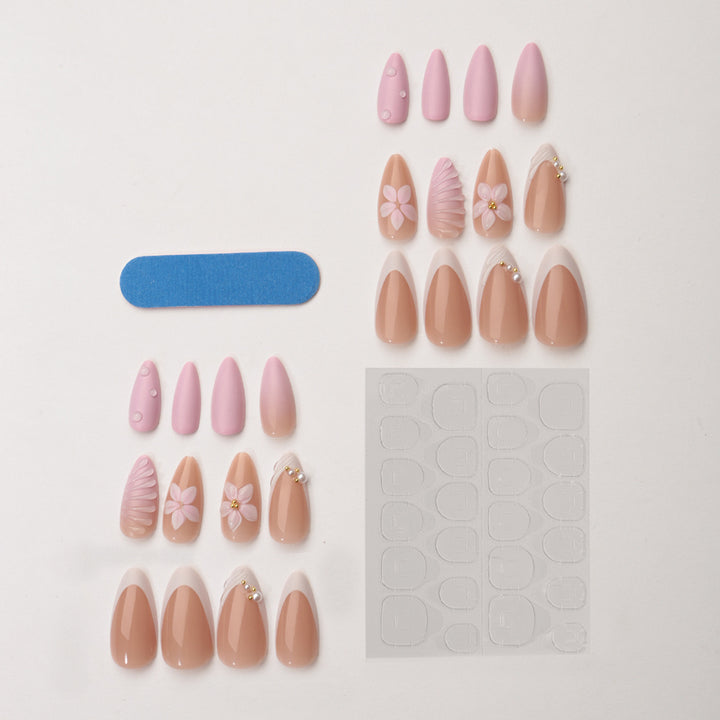 Creative nail art set with floral and shimmering design Stornfield