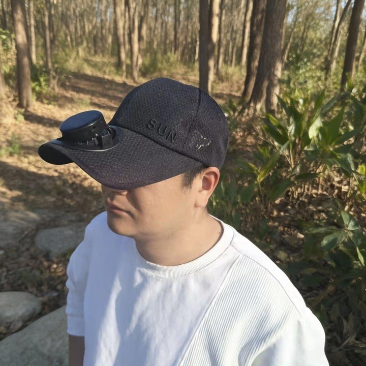Sun Cap with removable solar fan, breathable mesh and adjustable umbrella Stornfield