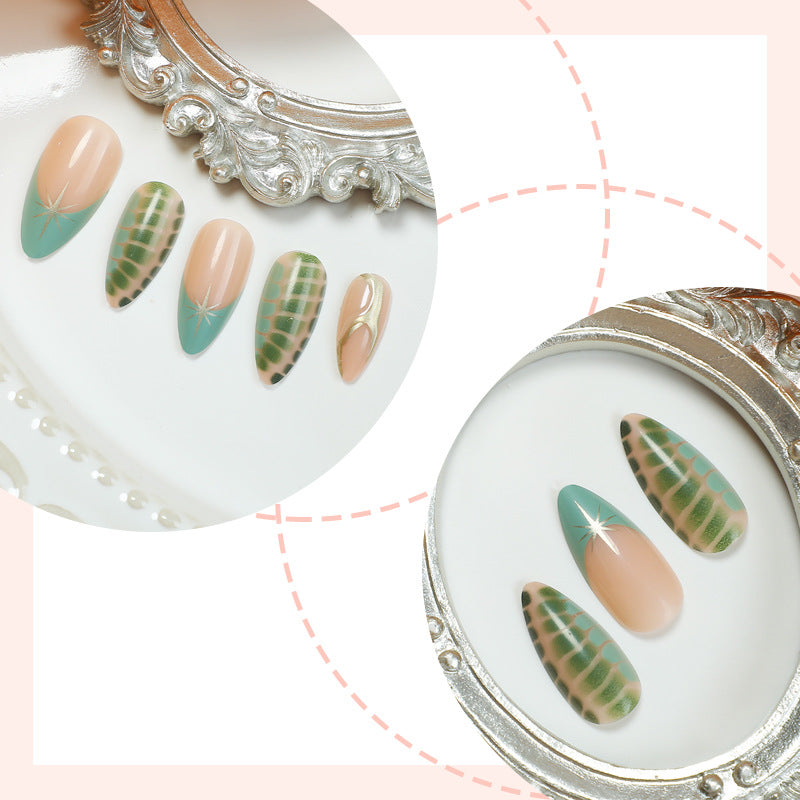 Artistic Press-On Nail Set with Unique Abstract Patterns Stornfield