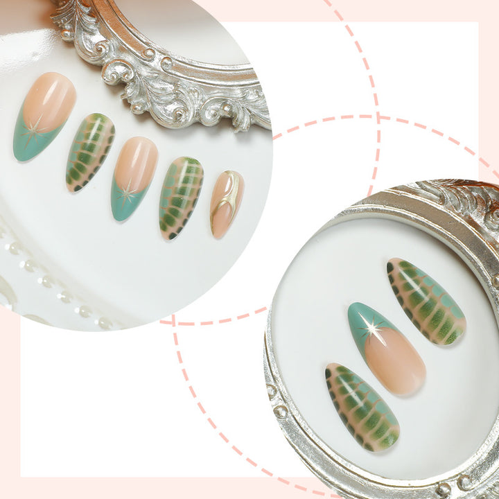 Artistic Press-On Nail Set with Unique Abstract Patterns Stornfield