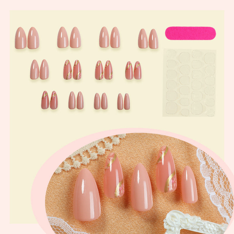 Premium Press-On Nail Set with Floral Accents Stornfield