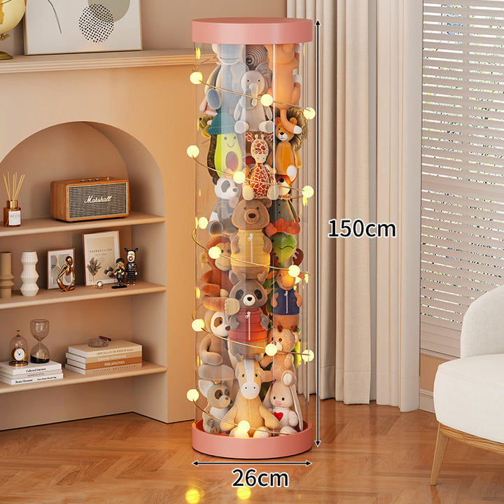 Tall Transparent Cylindrical Plush Toy Display & Storage Tower