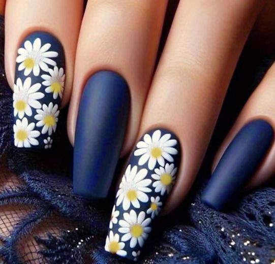 Floral Design Acrylic Nail Art Enhancements Stornfield