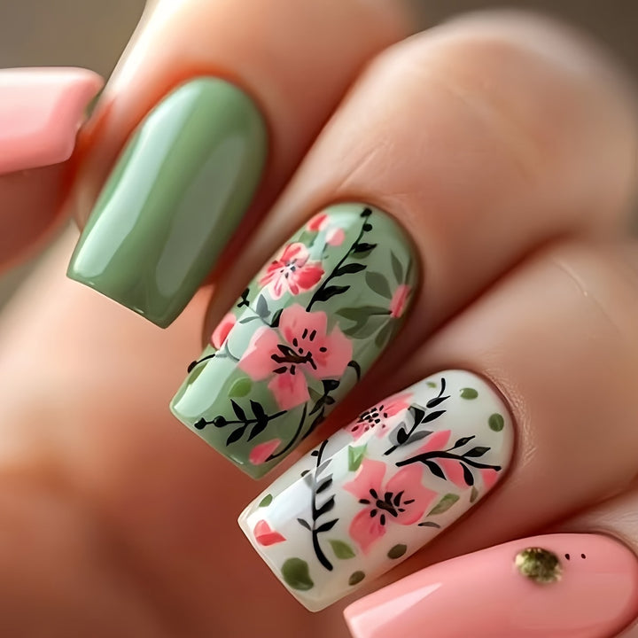 Botanical Floral Press-On Nail Art Stornfield
