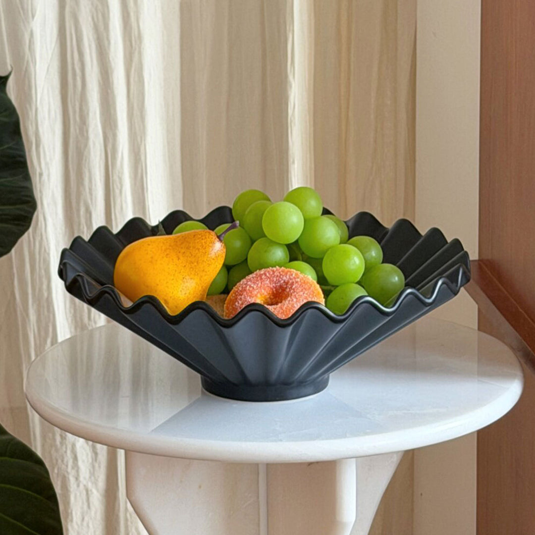 Elegant Ruffled Ceramic Serving Bowl
