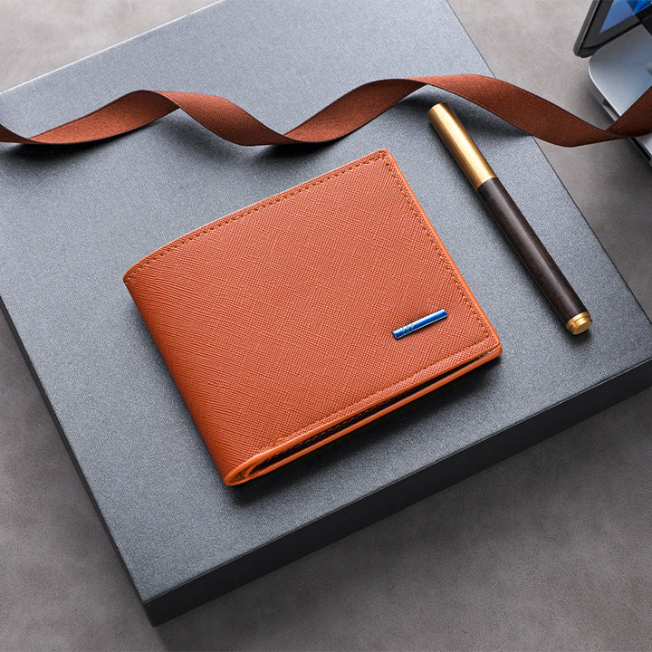 Textured Leather Folded Wallet Stornfield