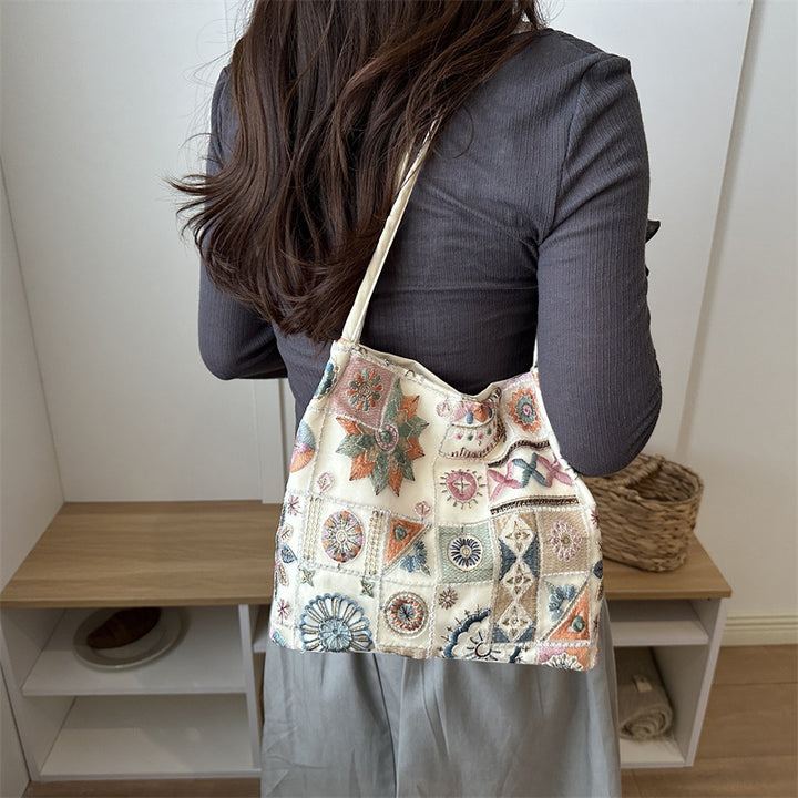 Embroidered Boho Tote Bag