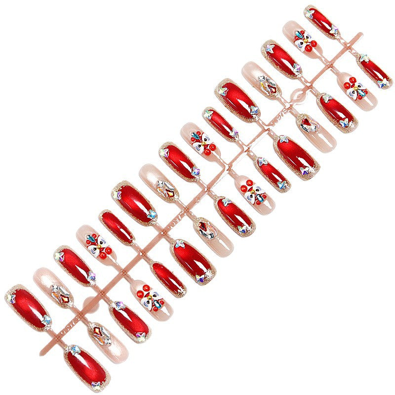 Elegant artificial nails with festive decor Stornfield