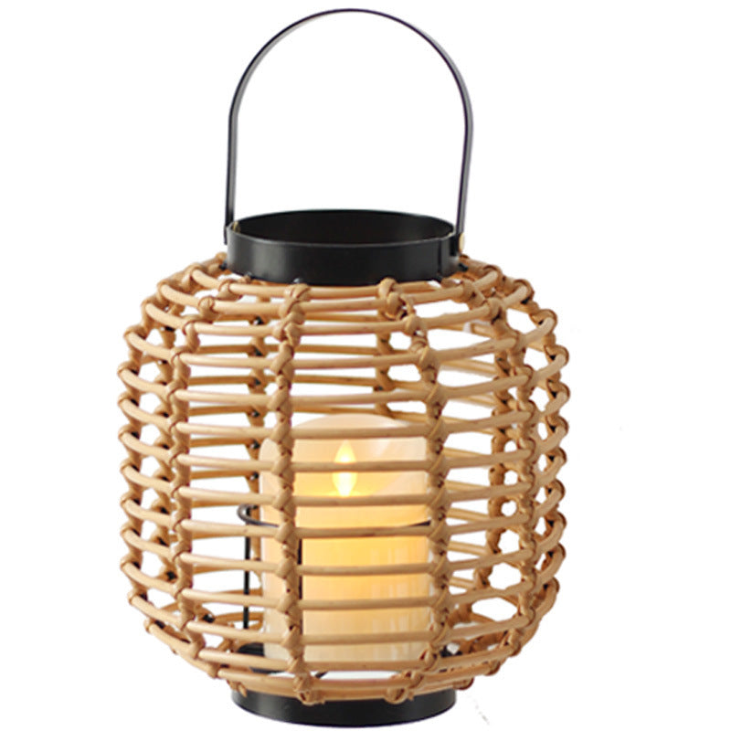 Decorative lantern made of braided rattan Stornfield