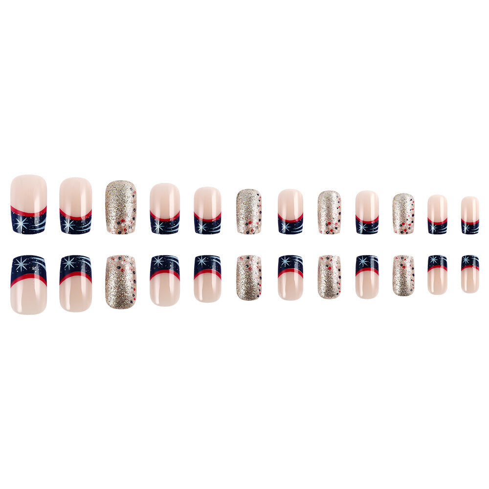 Decorative Press-On Nail Art Set with Glitter Accents Stornfield