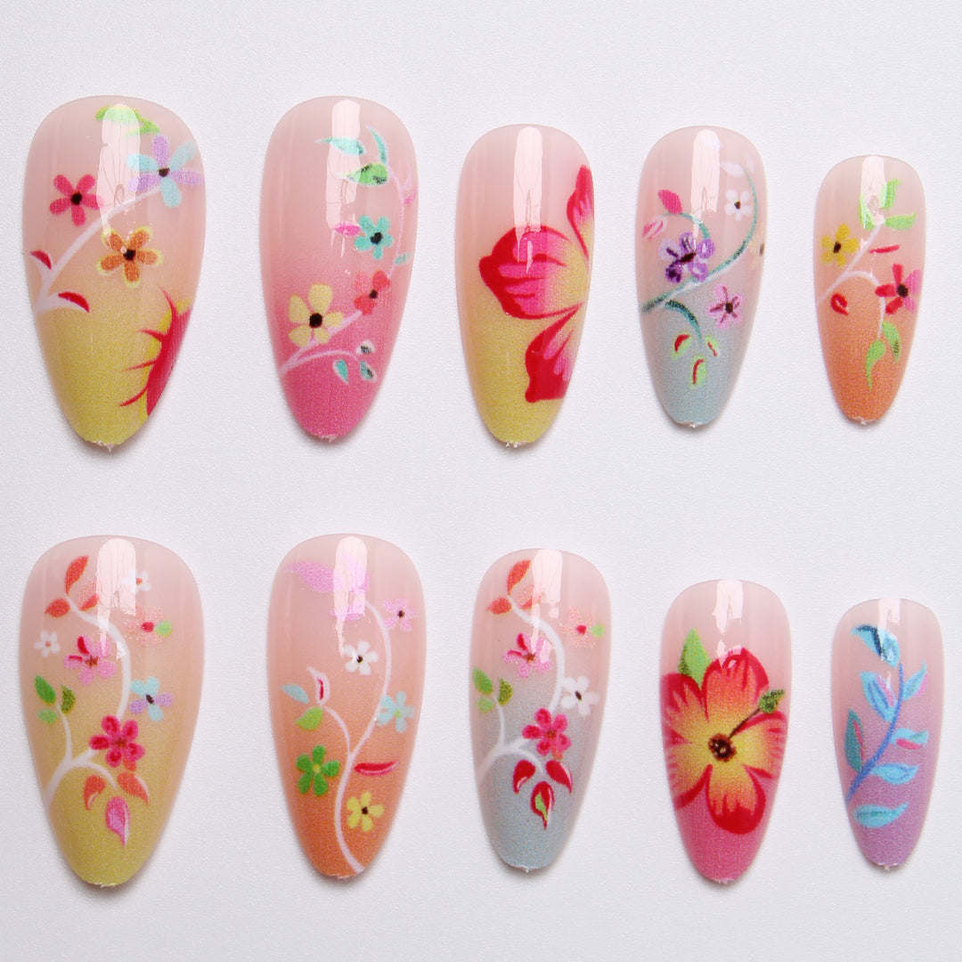 Artistic Nail Tips with Floral Designs Stornfield