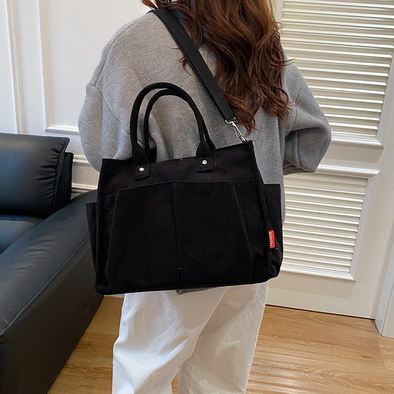 Corduroy Multi-Pocket Tote Bag Stornfield