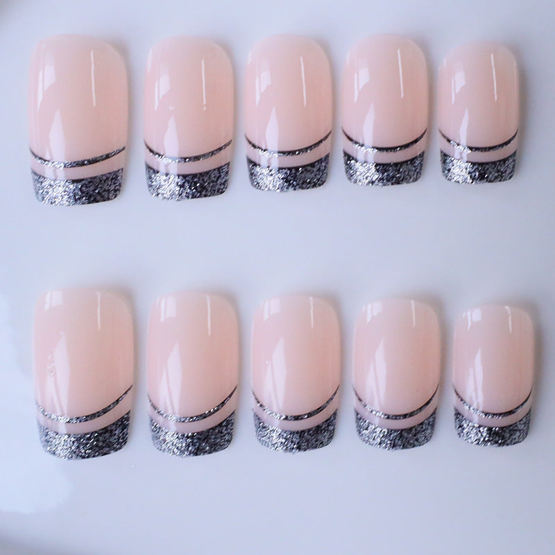 Stylish Glittery French Tip Nail Enhancements Stornfield