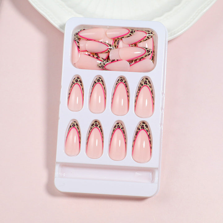 Artistic Stiletto Press-On Nail Set with Leopard Print Accents Stornfield