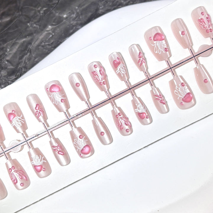 Artistic Jellyfish-Themed Press-On Nail Set