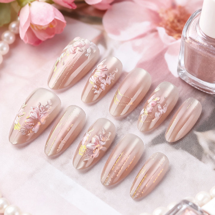 Floral Embellished Press-On Nails Stornfield