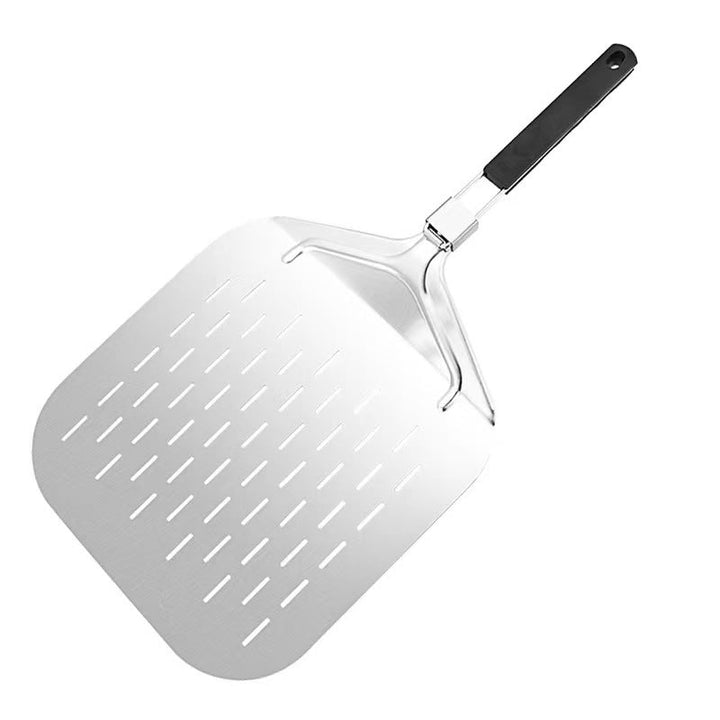long-handled perforated pizza peel set with wooden handle stainless steel cutter and triangle server Stornfield