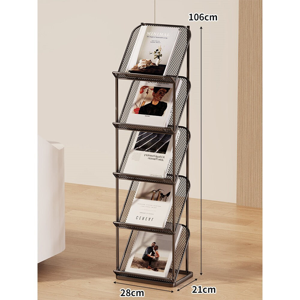Vertical Four-Tier Metal Mesh Magazine and Brochure Display Stand