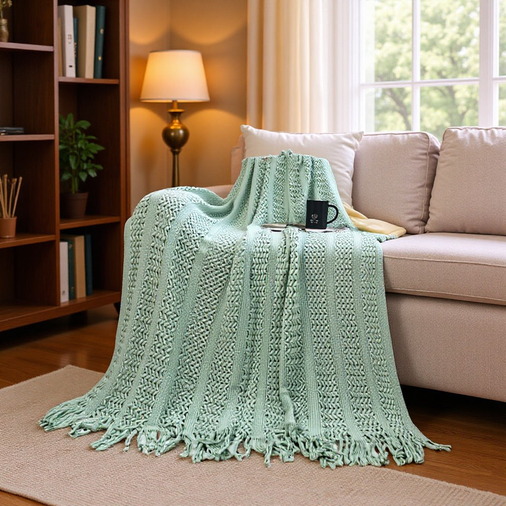 Textured Handwoven Throw Blanket Stornfield