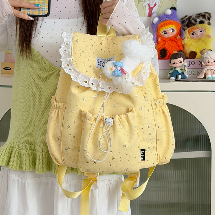 Star Print Ruffled Backpack Stornfield