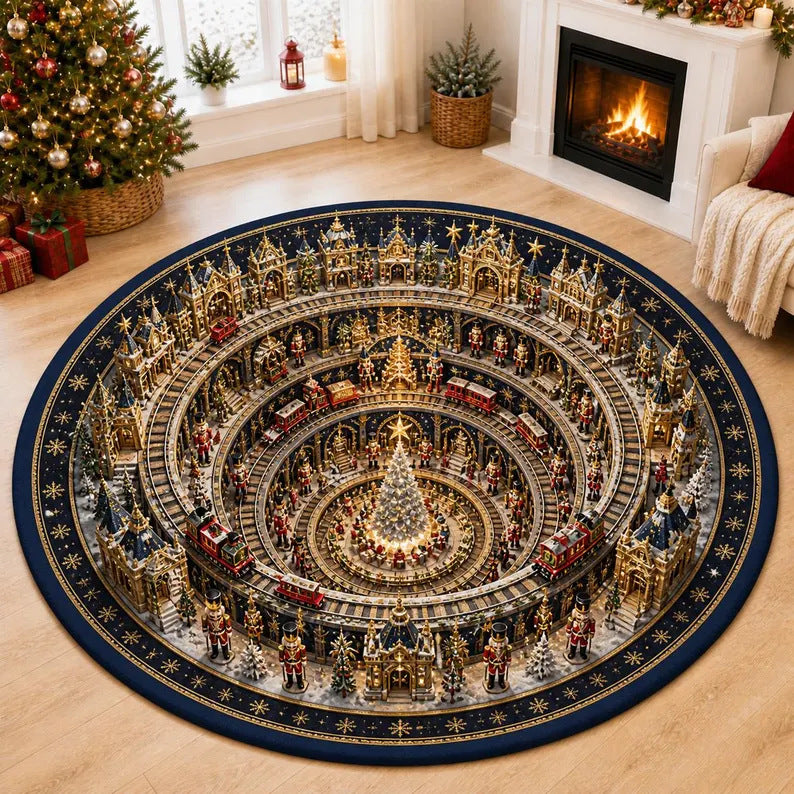 Christmas Village Carousel Area Rug