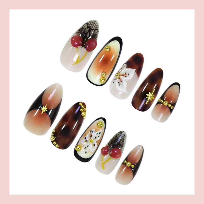 Artificial nail set with luxurious 3D decorations and elegant motifs Stornfield