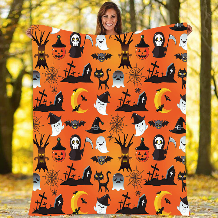 Playful Ghost Pattern Throw Blanket