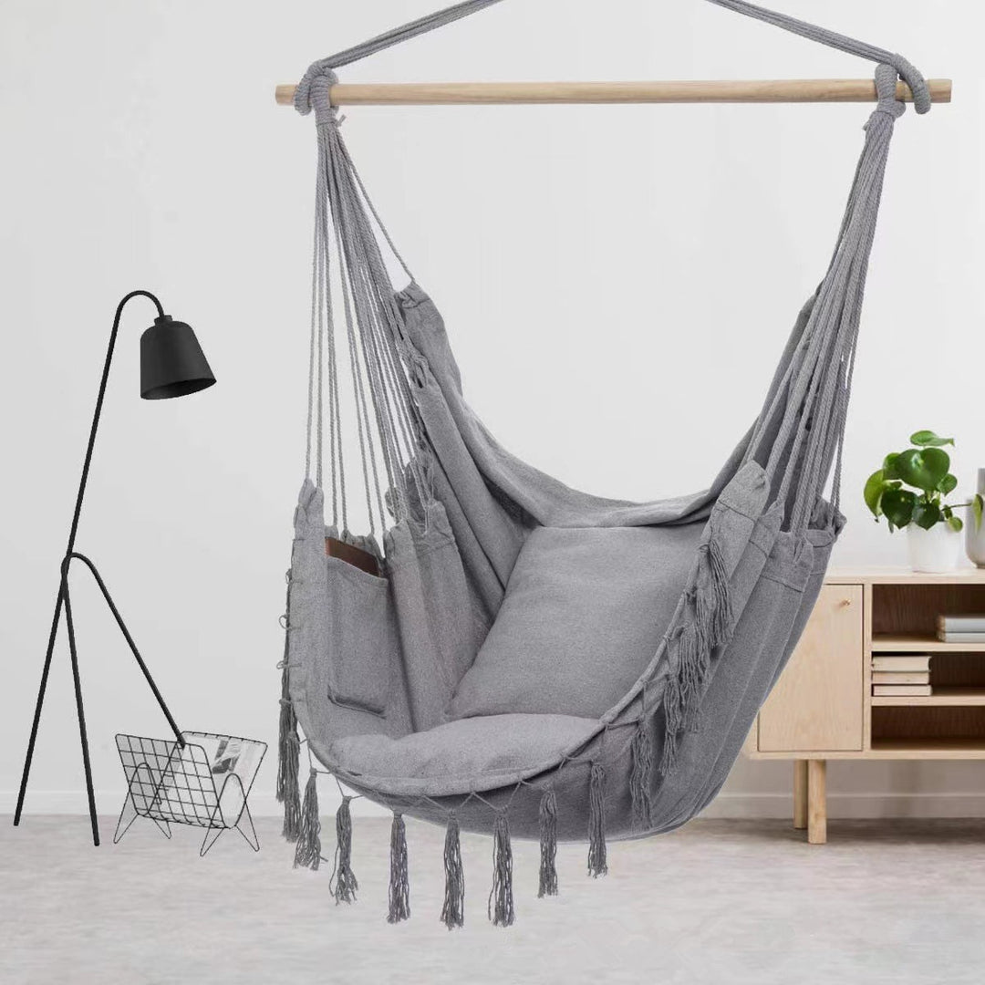 Hanging chair with pocket and cushion Stornfield