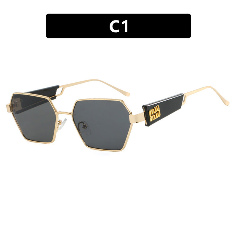 Ladies hexagonal sunglasses with elegant metal frame and protective lenses Stornfield