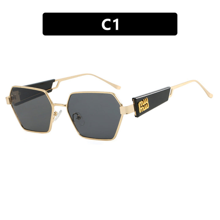 Ladies hexagonal sunglasses with elegant metal frame and protective lenses Stornfield