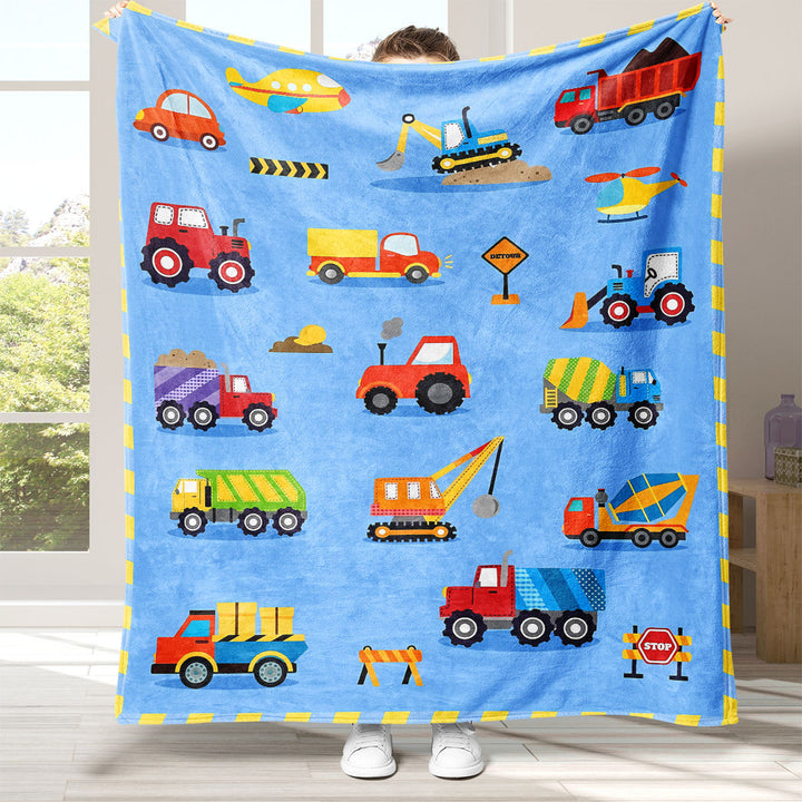 Playful Vehicle-Themed Fleece Blanket