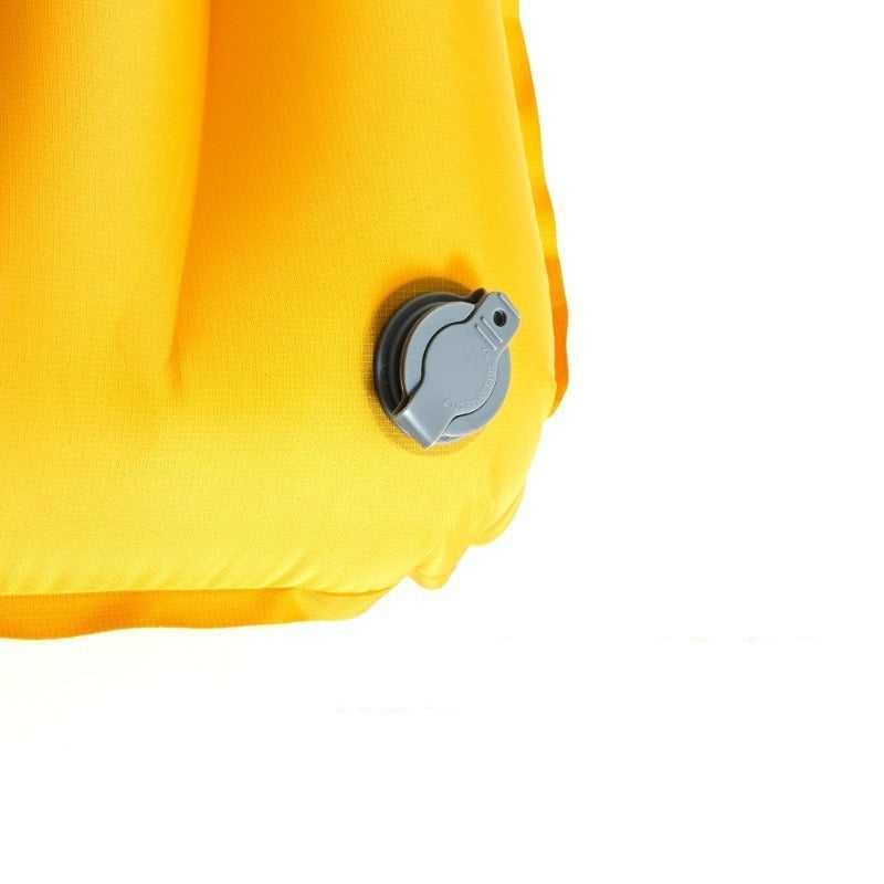 insulated inflatable camping sleeping pad with integrated headrest and quilted anti-slip surface Stornfield