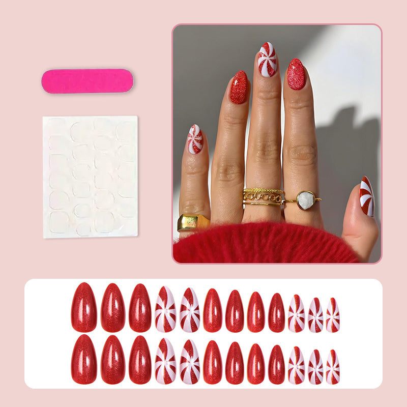Artificial nail set with festive Christmas motifs and glitter Stornfield