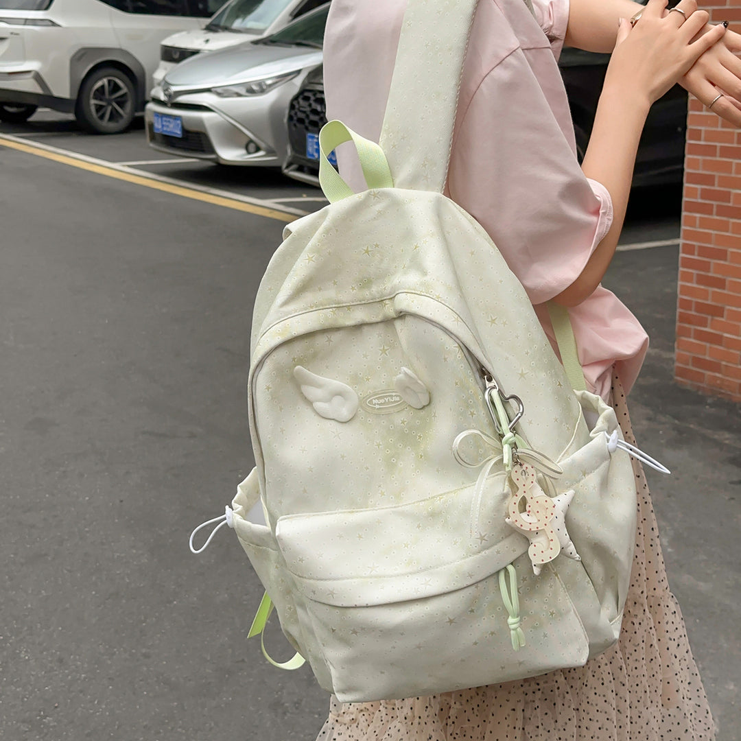 Functional Backpack with Decorative Wing Accents Stornfield