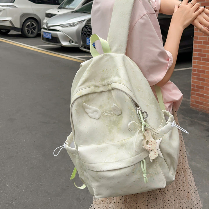 Functional Backpack with Decorative Wing Accents Stornfield