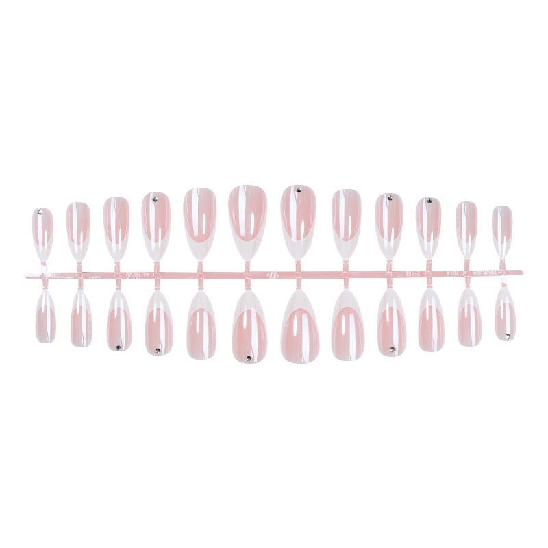 Artificial nail set with elegant French tips and glitter accents Stornfield