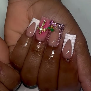 Creative 3D Bow and Pearl Nail Extensions Stornfield