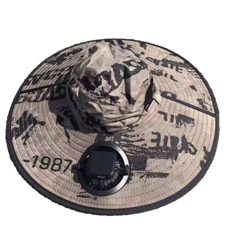 Ventilated outdoor fishing hat with two rechargeable fans, waterproof material and adjustable chin strap Stornfield