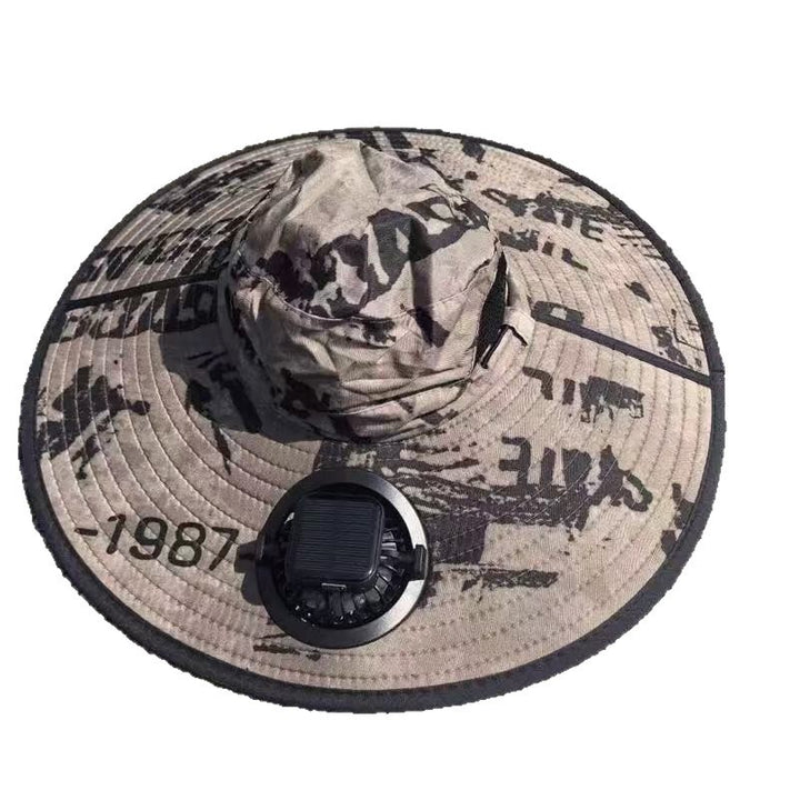 Ventilated outdoor fishing hat with two rechargeable fans, waterproof material and adjustable chin strap Stornfield