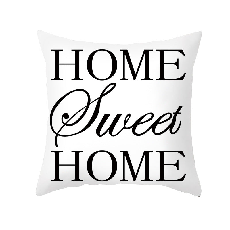 Square Cotton-Linen Decorative Throw Pillow Cover with Oversized HOME Typography Print and Concealed Zipper